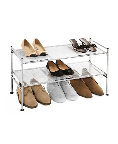 Seville Classics 2-Tier Metal Mesh Stackable Shoe Rack
