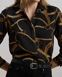 Lauren Ralph Women's Classic-Fit Belting-Print Crepe Shirt