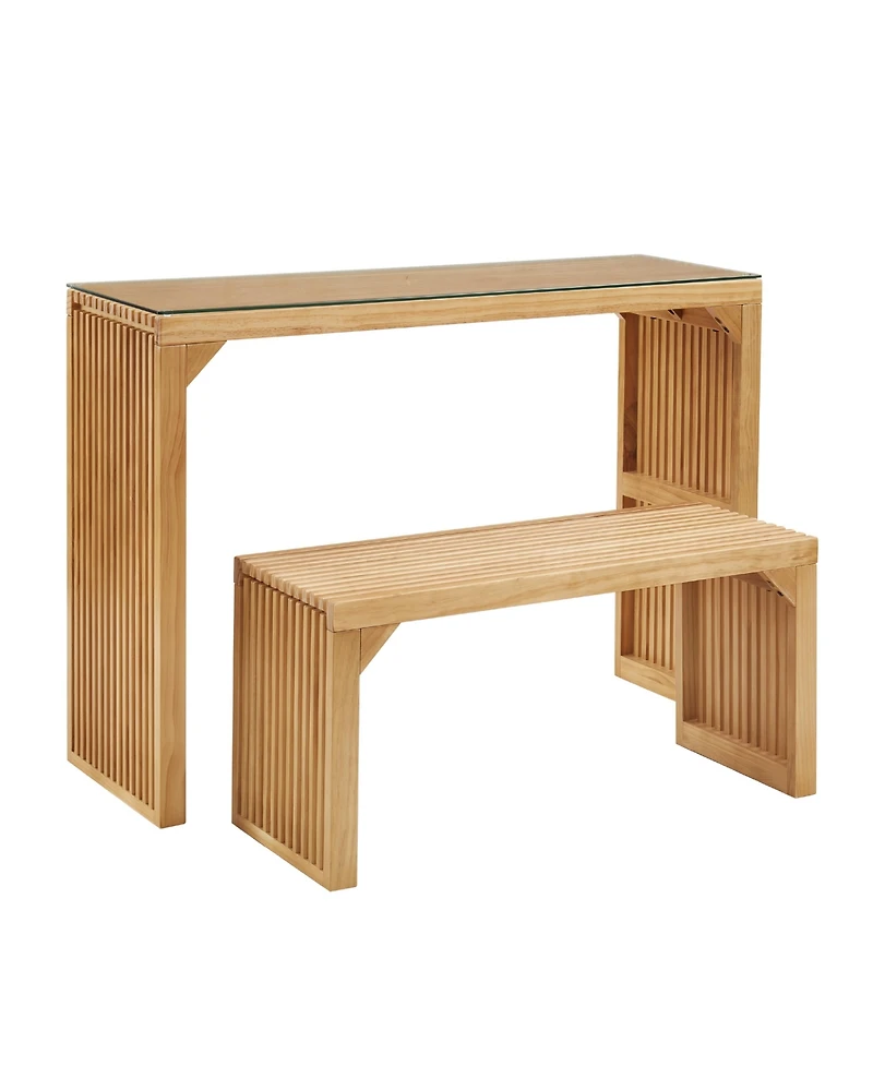 Pine Dining Bench & Table with Glass Top