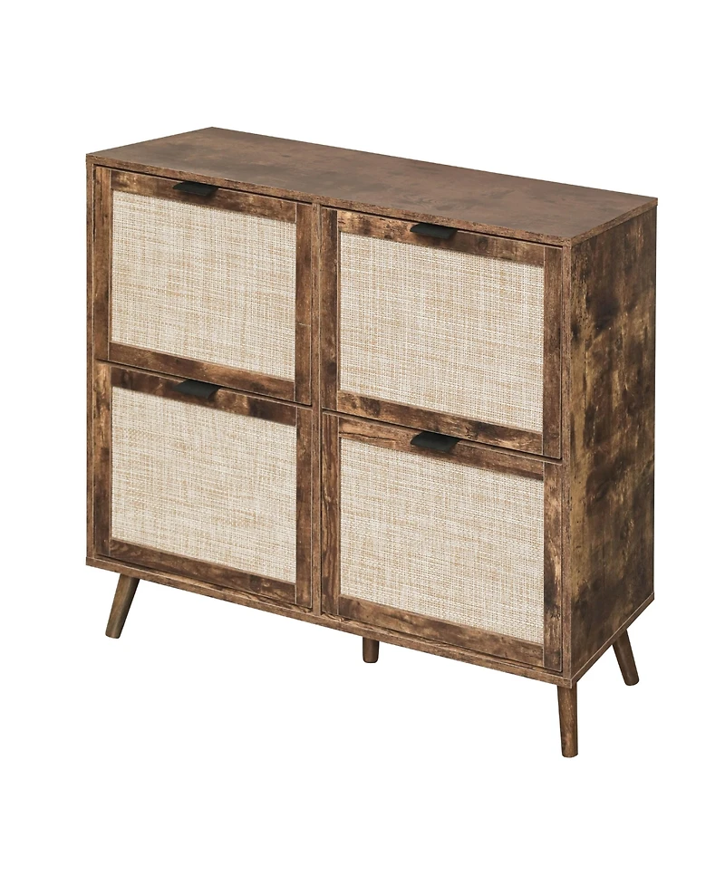 4 Door Shoe Rack, Freestanding Modern Shoe Storage Cabinet