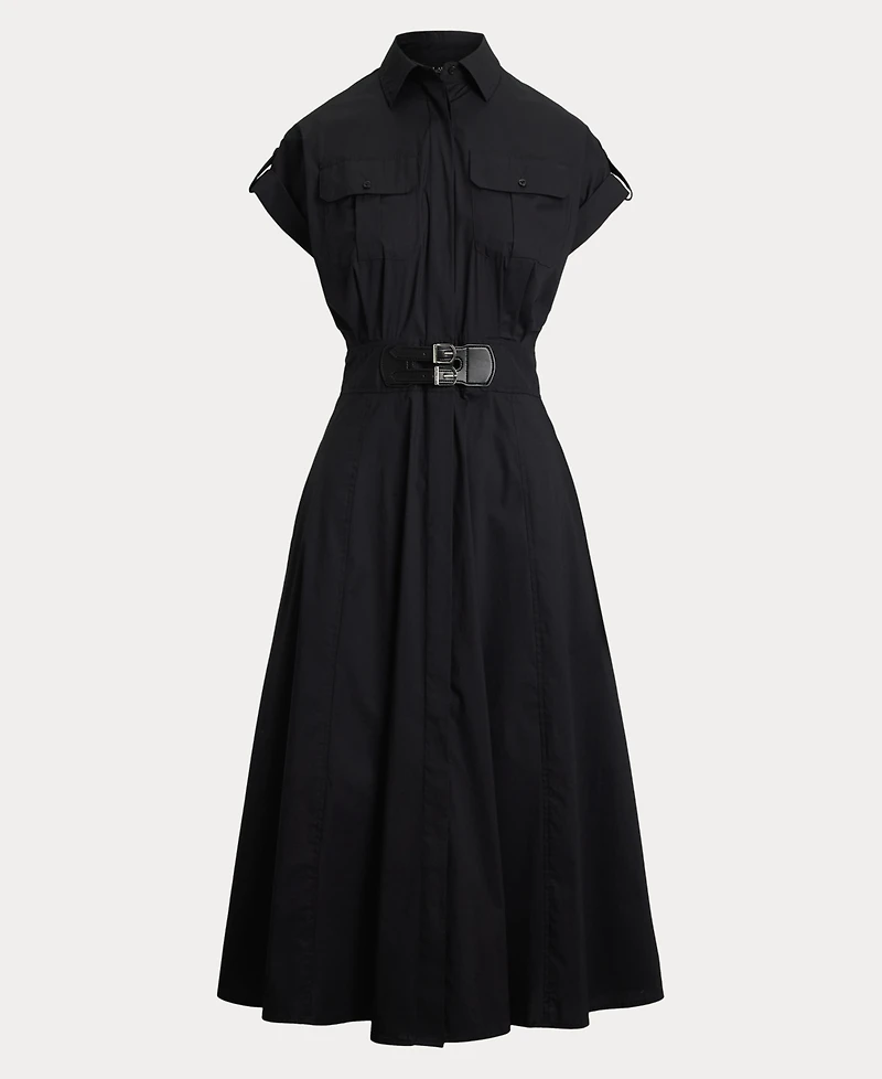Lauren Ralph Women's Buckle-Trim Cotton-Blend Shirtdress