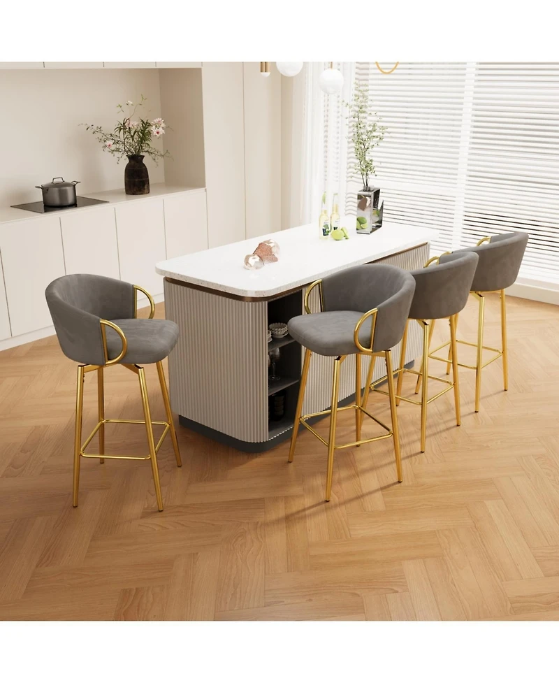 Streamdale Furniture 30" Swivel Velvet Bar Stools Set of 4