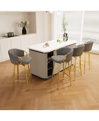 Streamdale Furniture 30" Swivel Velvet Bar Stools Set of 4