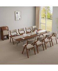 Streamdale Folding Dining Chairs 2-Pack - Cream Taupe/Walnut