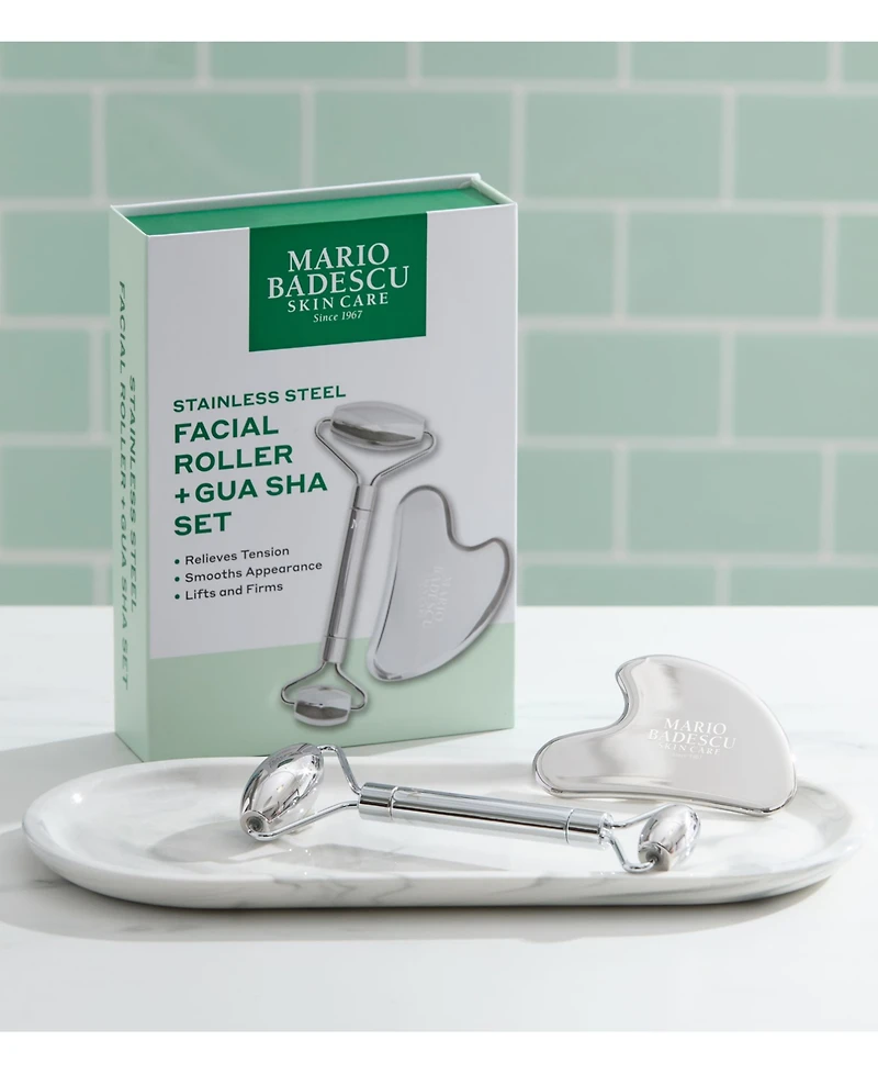 Mario Badescu 2-Pc. Stainless Steel Facial Roller & Gua Sha Set