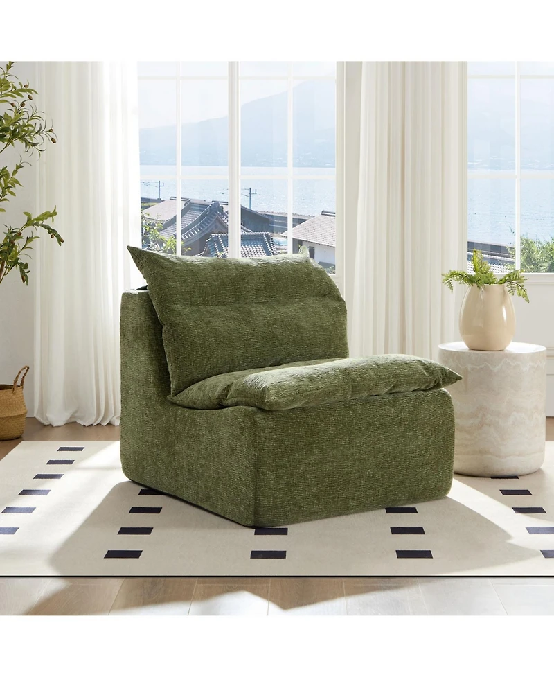 Streamdale FurnitureAccent Armless Floor Chair: Single Sofa Lounger with Backrest (Green)