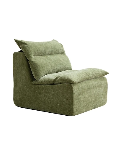 Streamdale FurnitureAccent Armless Floor Chair: Single Sofa Lounger with Backrest (Green)