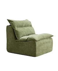 Streamdale FurnitureAccent Armless Floor Chair: Single Sofa Lounger with Backrest (Green)