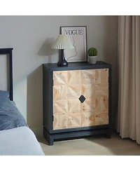 Streamdale 3D Geometric Carved Double-Door Cabinet