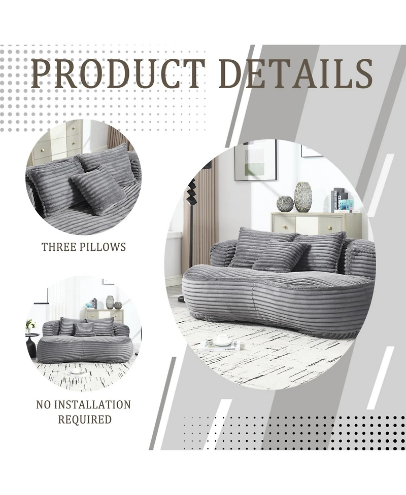 Streamdale Plush Bean Bag Sofa Cozy Lounger for Adults & Kids (Dark Gray)