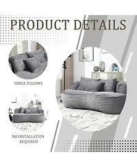 Streamdale Plush Bean Bag Sofa Cozy Lounger for Adults & Kids (Dark Gray)