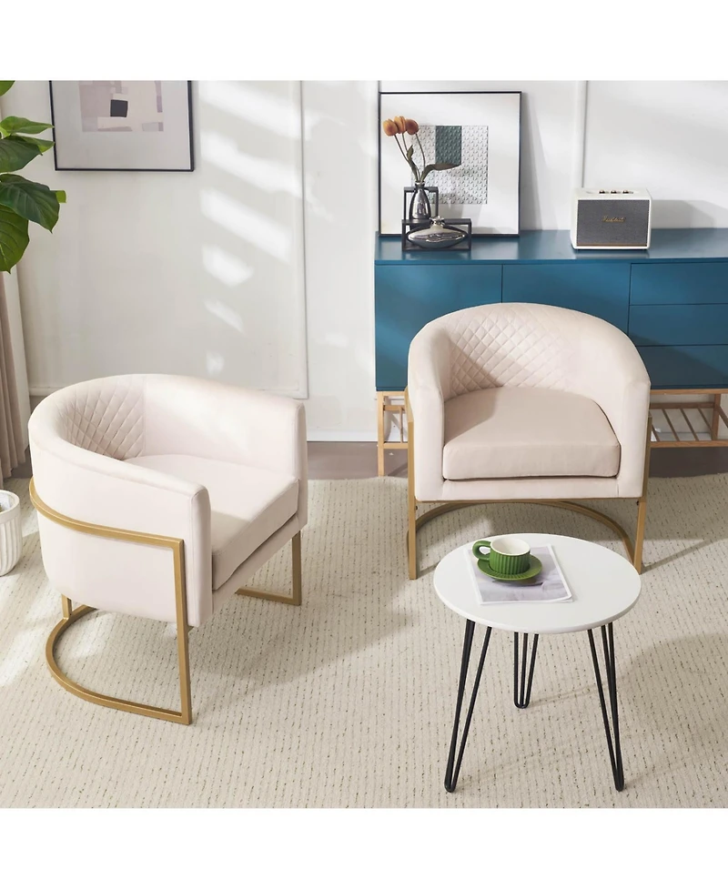 Streamdale Upholstered velvet chair Gold metal bracket, medieval living room office tea room lounge chair with curved backrest