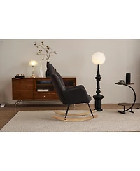 Streamdale Mid Century Modern Rocking Glider Chair with Teddy Fabric Upholstery