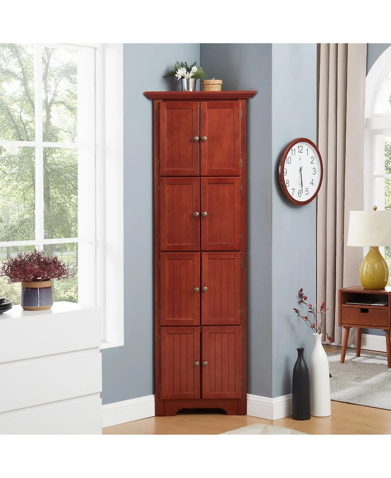 Streamdale 72" Corner Pantry Storage Cabinet 4-Tier, 8 Doors, Adjustable Shelves