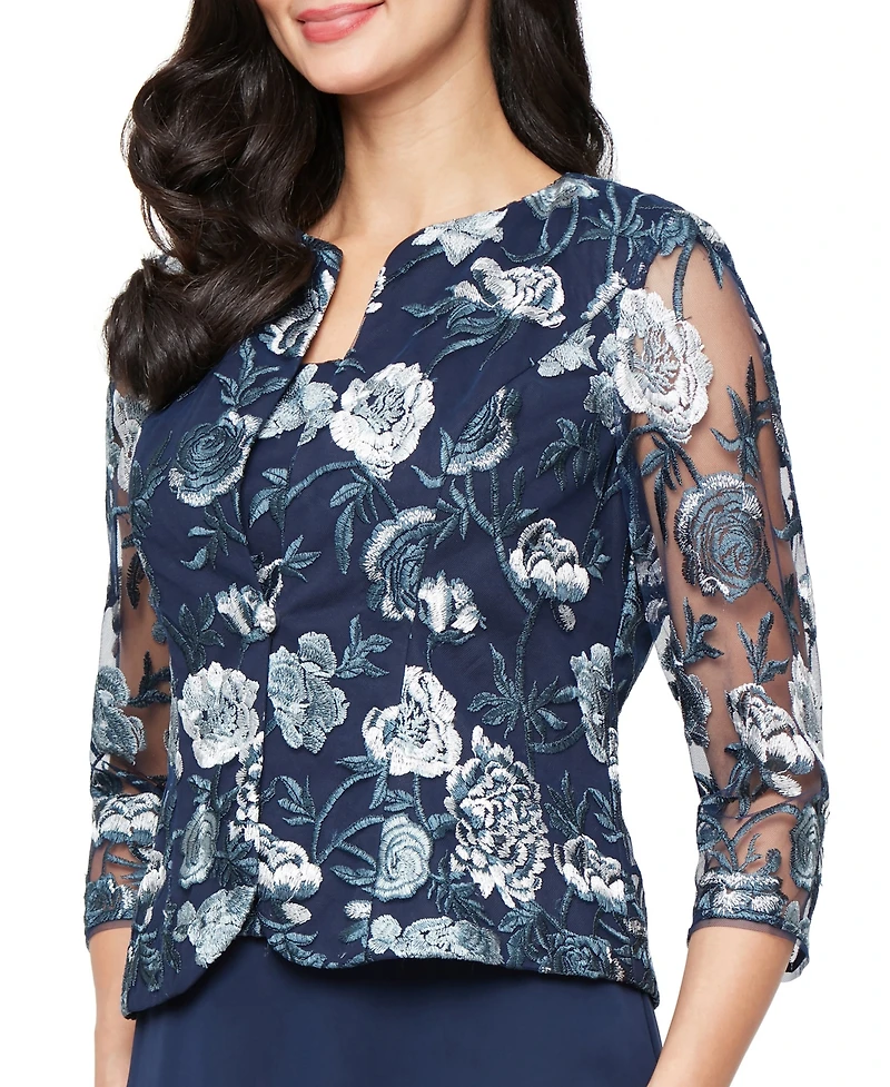 Alex Evenings Petite Stretch Tulle Jacket Dress
