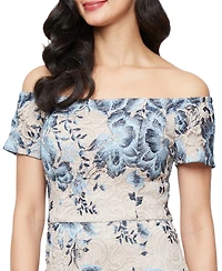 Alex Evenings Women's Off-The-Shoulder Lace A-Line Dress