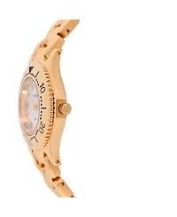 Peugeot Womens Round 25mm 14K Gold Plated Wrist Watch- Mother of Pearl Dial