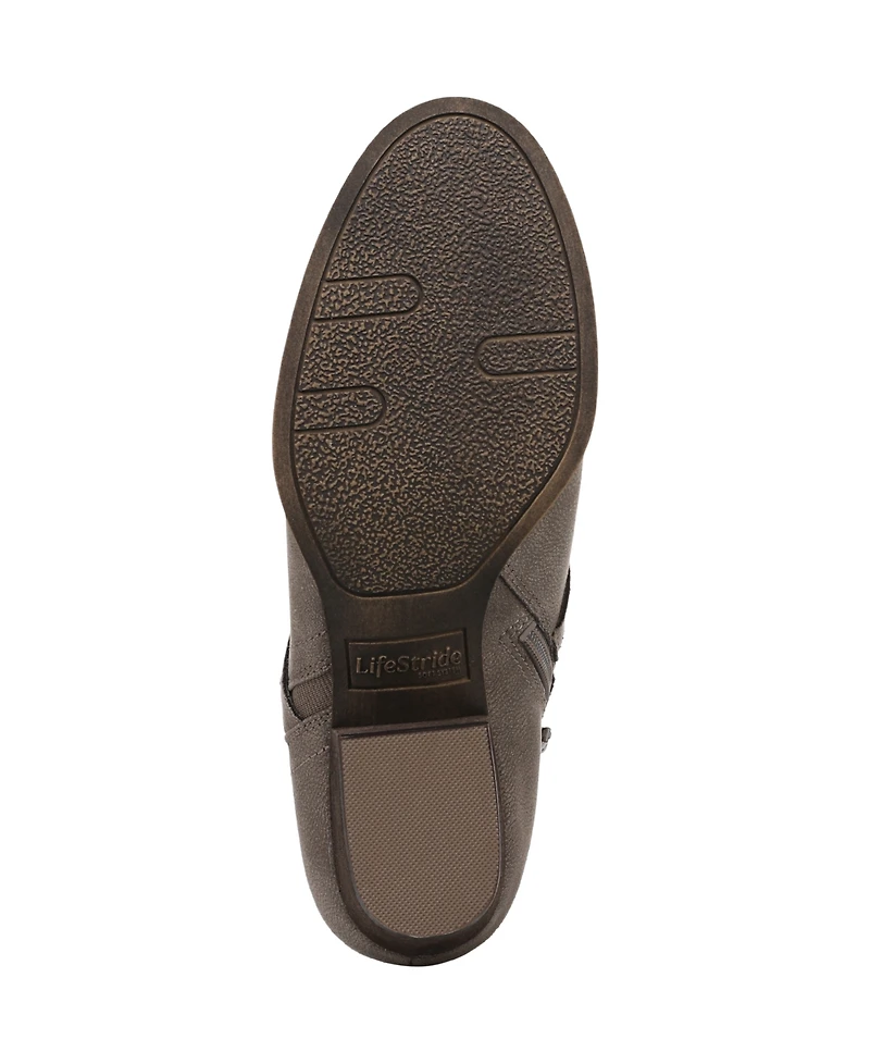 LifeStride Women's Bryce Zip Round Toe Block Heel Short Boots