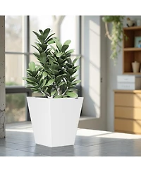 22" Metal Tapered Planter - Burnished White