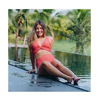 Calypsa Women's Emery 2-Piece Wrap Style Swim Set With Reversible Top and High-Waisted Bottom