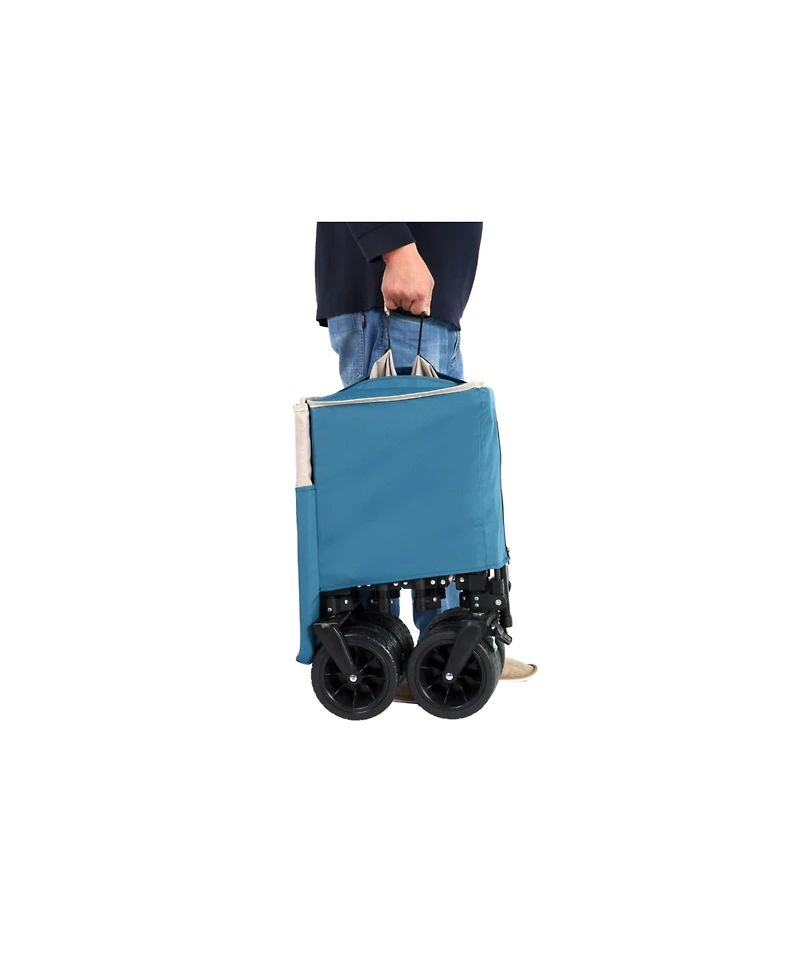 Foldable Utility Wagon with All-Terrain Wheels - Blue
