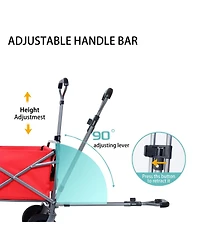 Collapsible Wagon Cart with Wheels & Drink Holders