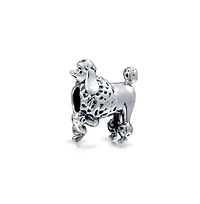 Bling Jewelry Poodle Dog Bead Charm for Animal Lover European Bracelet .925 Sterling Silver