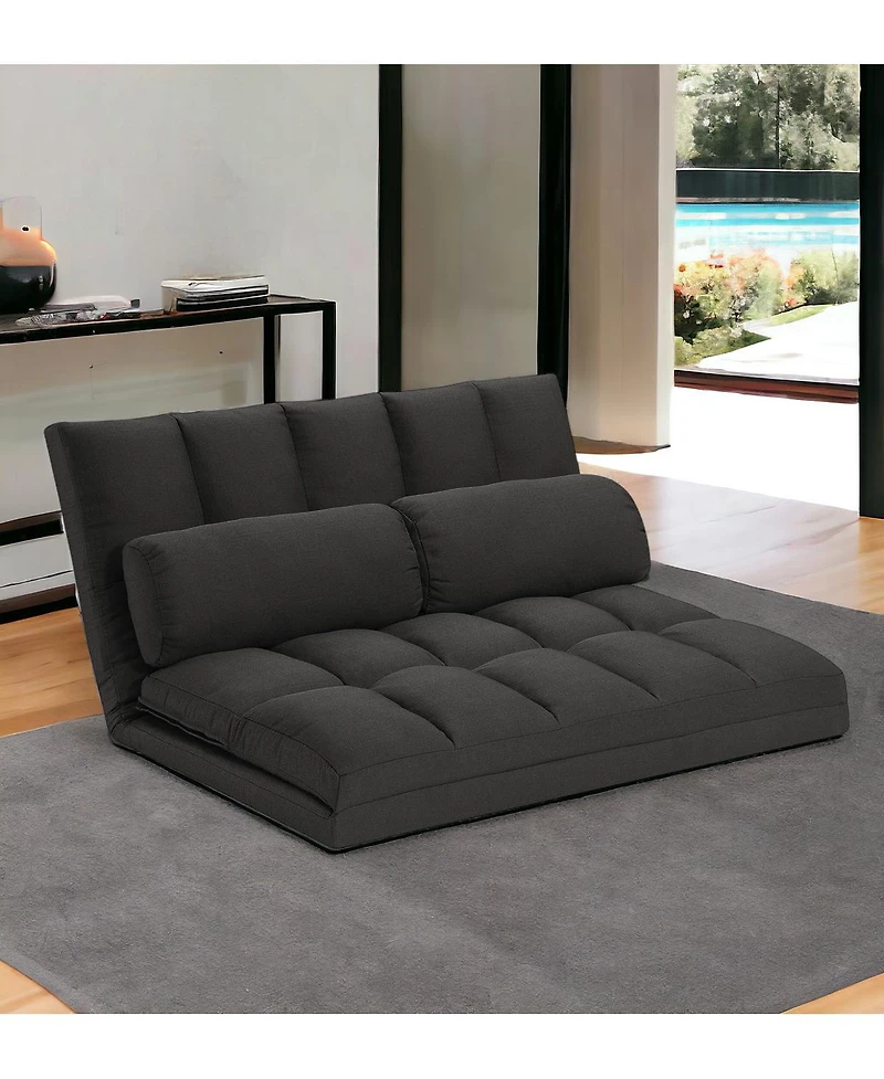 Convertible Futon Loveseat with Sleeper Function and Toss Pillows