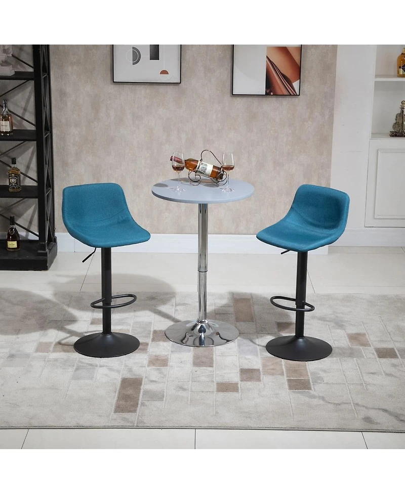 Set of 2 Adjustable Swivel Bar Stools with Backrest, Upholstered Counter Chairs for Kitchen Bar-The Pop Home