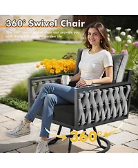 Xizzi 6-Priece Outdoor Patio Set with All-Weather Polyester Rope, Conversation Sofa for Backyard Deck Soft Cushions,Ottomans and Glass Coffee