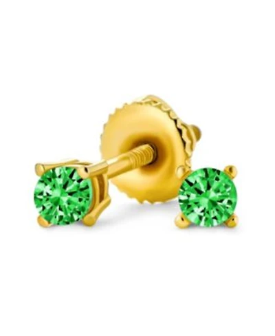 Bling Jewelry Minimalist Tiny .25CT Solitaire Cubic Zirconia Stud Earrings Gold Plated Sterling Silver Screw back