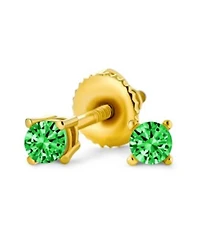 Bling Jewelry Minimalist Tiny .25CT Solitaire Cubic Zirconia Stud Earrings Gold Plated Sterling Silver Screw back