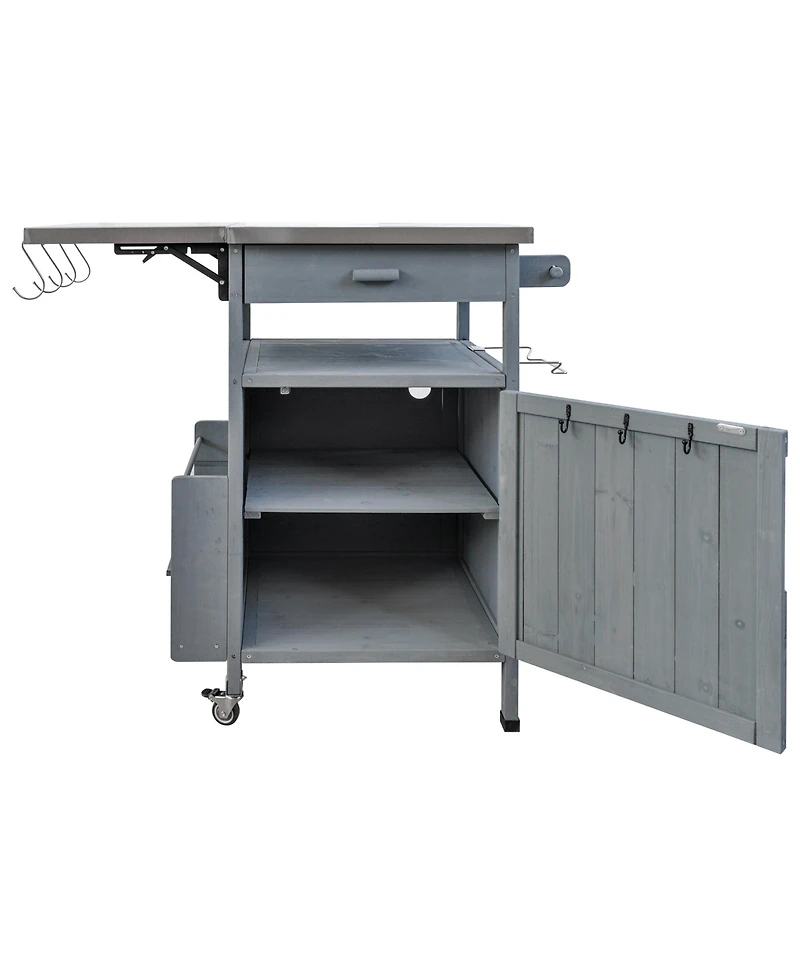 Outdoor Grill Cart with Stainless Steel Top & Storage