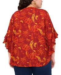 Vince Camuto Plus Split-Neck Ruffle-Cuff Blouse
