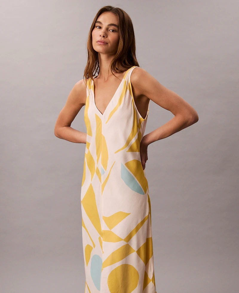 Calvin Klein Women's Geo-Print Asymmetrical-Hem Midi Dress