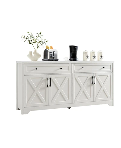 White 61" Tv Cabinet with Storage - Living Room/Bedroom