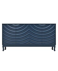 Navy Blue Sideboard with Wavy Doors & Arched Groove Design