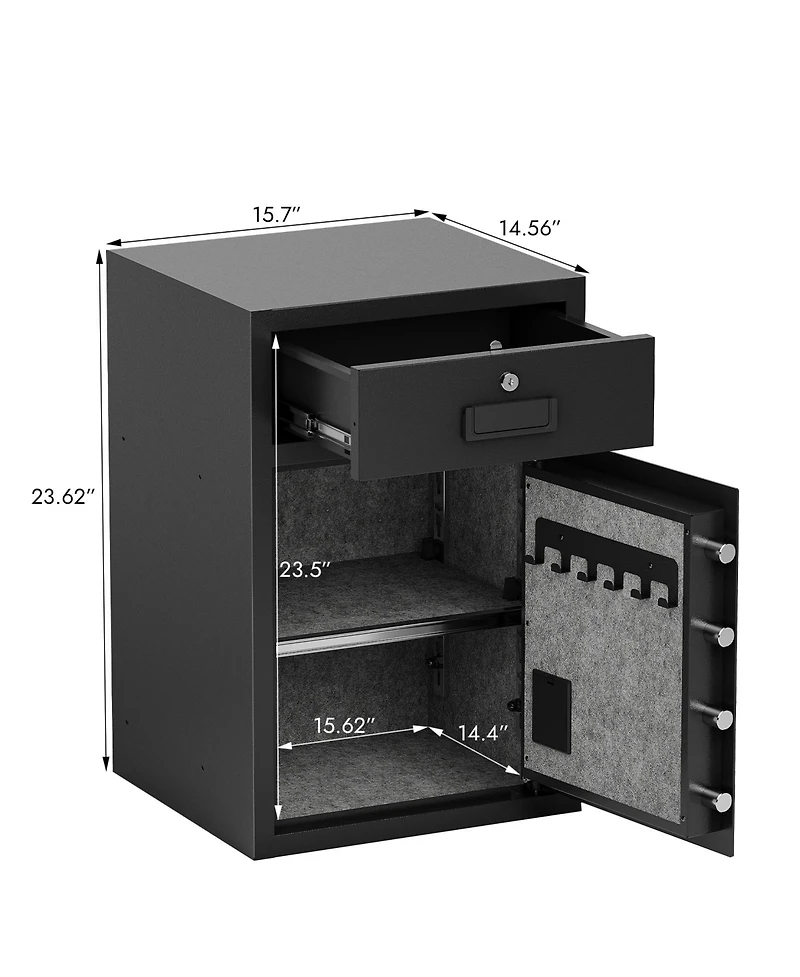 Business Coin Slot Safe - Electronic Lock, Keys, 23.6"x15.7"x14.5"