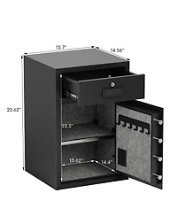 Business Coin Slot Safe - Electronic Lock, Keys, 23.6"x15.7"x14.5"