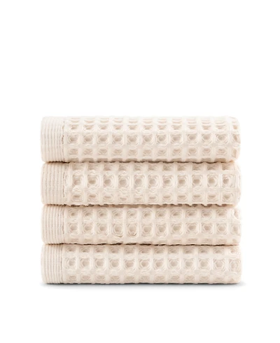 Dkny Pure Yarn Dyed Waffle Unbleached Cotton Washcloth Set, 13" x 13"