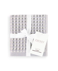 Dkny Pure Yarn Dyed Waffle Unbleached Cotton Washcloth Set, 13" x