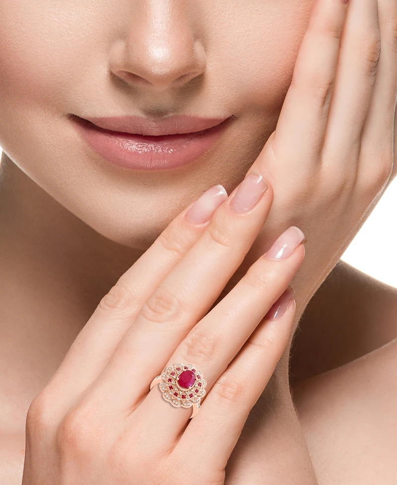 Effy Ruby (1-1/2 ct. t.w.) & Diamond (3/8 ct. t.w.) Statement Ring in 14k Rose Gold