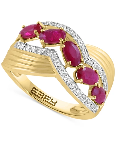 Effy Ruby (2-3/8 ct. t.w.) & Diamond (1/6 ct. t.w.) Statement Ring in 14k Yellow Gold