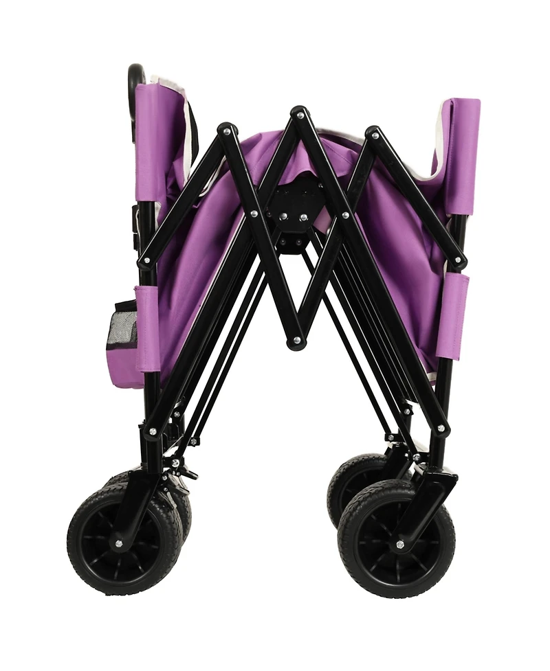 3-in-1 Folding Wagon Cart - Bench, Storage, All-Terrain - Purple
