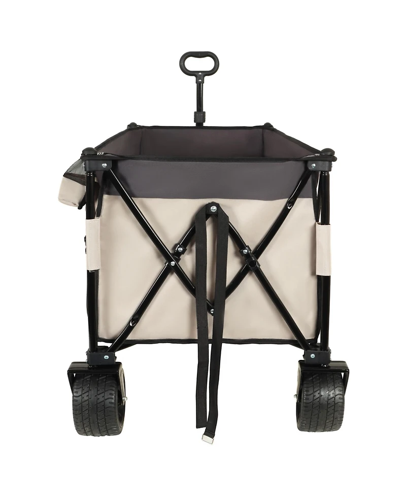 Heavy-Duty Foldable Utility Wagon - 480lbs, All-Terrain, Khaki-Gray