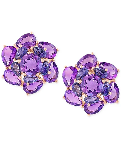 Effy Amethyst (8-7/8 ct. t.w.) & Iolite (1-5/8 ct. t.w.) Stud Earrings in 14k Rose Gold