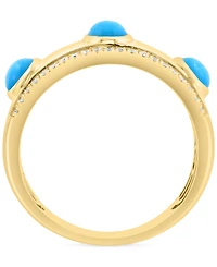 Effy Turquoise (4mm) & Diamond (1/5 ct. t.w.) Band Ring in 14k Gold-Plated Silver