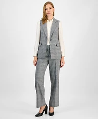 Kasper Women's Checkered-Print Belted Vest, Regular & Petite