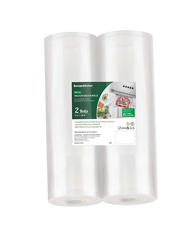 Bonsenkitchen Vacuum Sealer Bags, 11 in x 50 ft Rolls 2 Pack Seal Bags for Food Storage Saver, Bpa Free, Commercial Grade Textured Food Roll Bags, Cus
