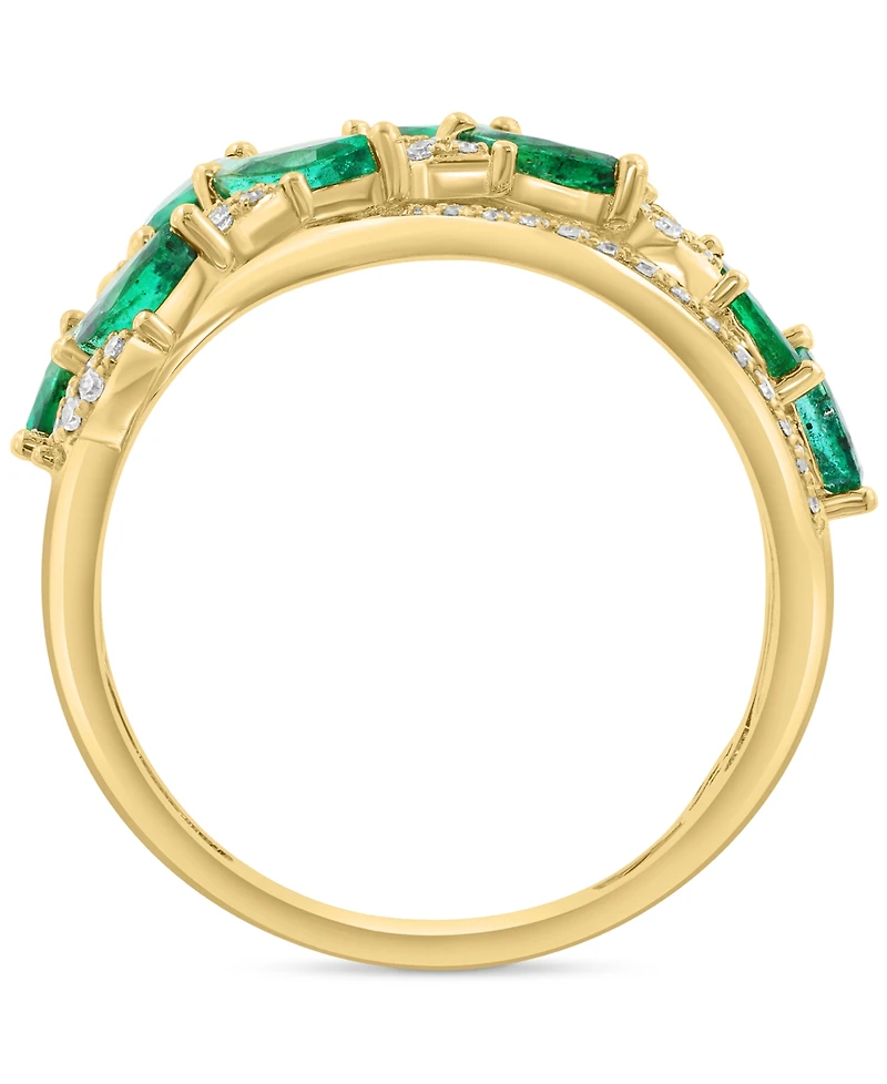 Effy Emerald (1 ct. t.w.) & Diamond (1/4 ct. t.w.) Statement Ring in 14k Yellow Gold